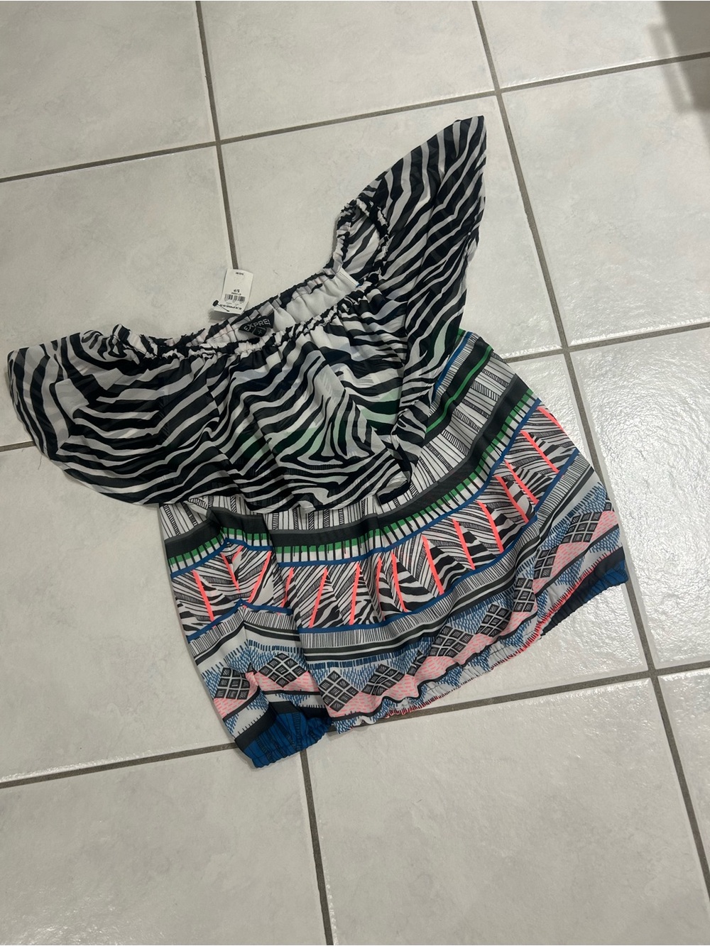 Express Multicolor Zebra Pattern Blouse - Picture 4 of 8